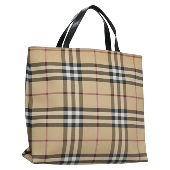 BURBERRY Nova Check Hand Bag PVC Beige Silver - Picture 1 of 16